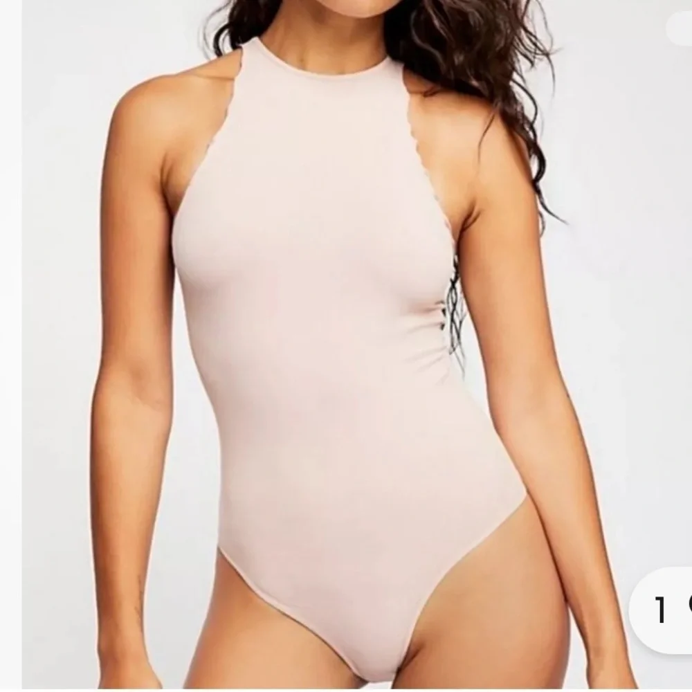 FREE PEOPLE Intimately Fp Feels Right Thong Bodysuit tan xs/s